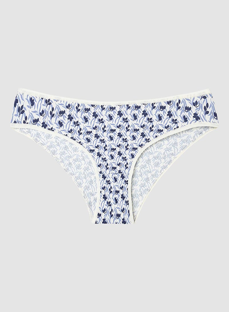 Penti Multicolour Blue Autumn Leaf Patterned Low Waist 3-pack Slip Panties Briefs - Image 4